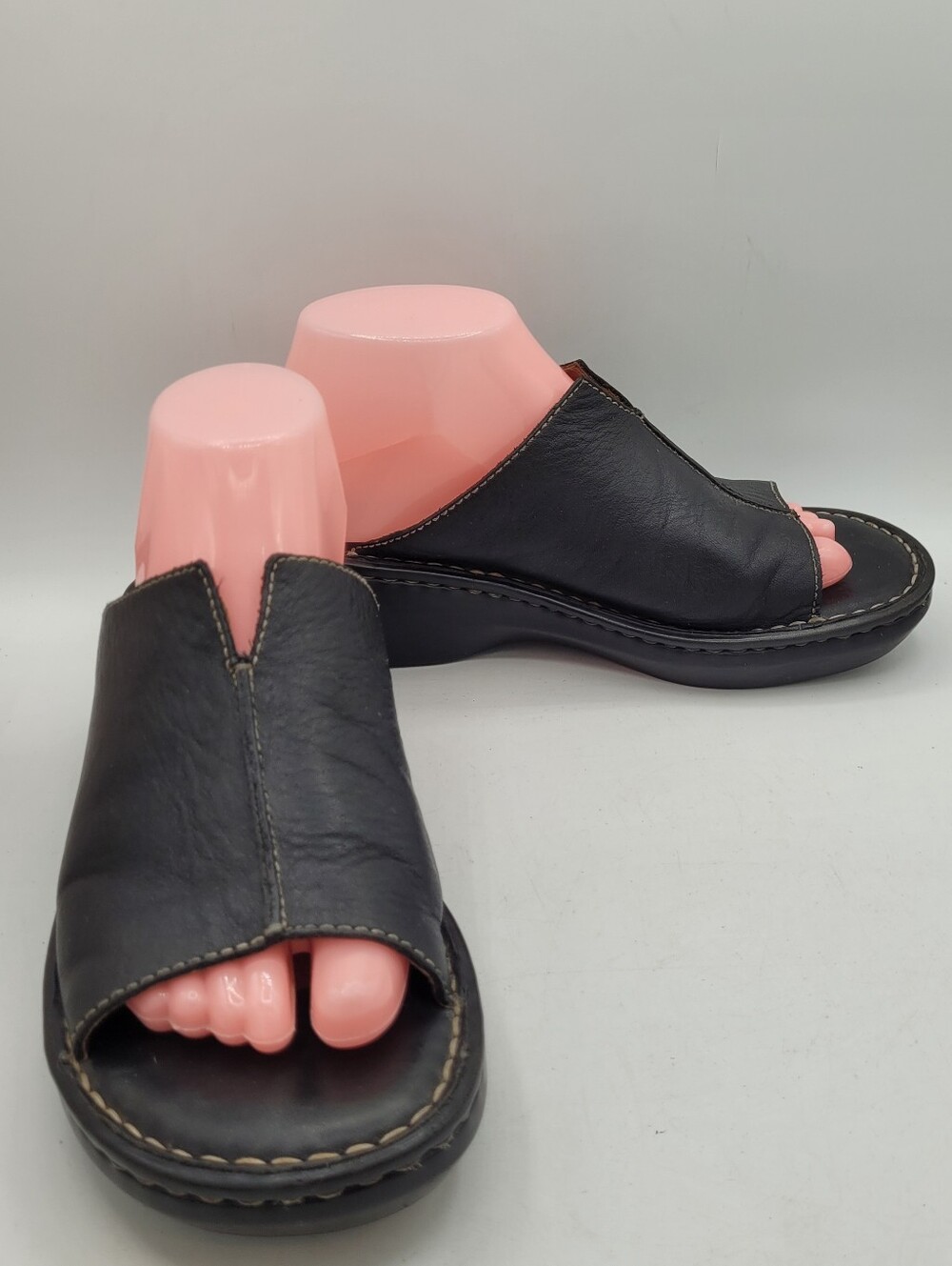 Børn black leather open-toe slide sandals Size 8